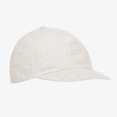 Fendi Babies' White Ff Logo Cap