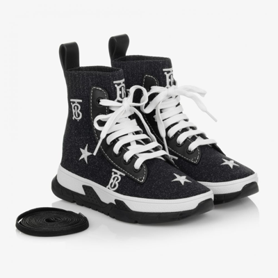 Burberry Kids' Navy Blue Logo Sock Trainers