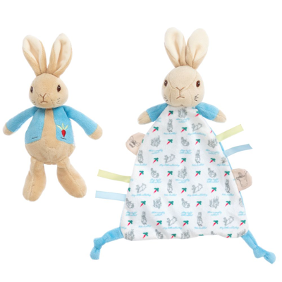 Rainbow Designs Babies' Peter Rabbit Rattle Gift Set In Blue