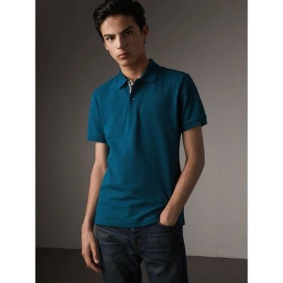 Burberry Oxford Modern-fit Polo In Mineral Blue