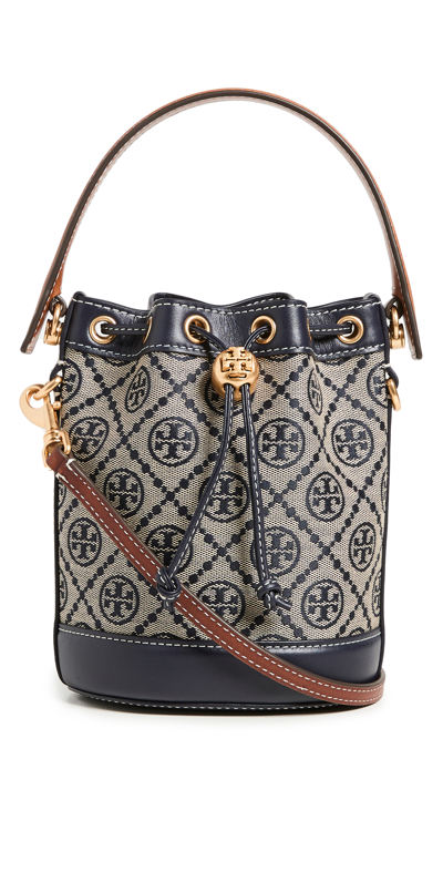 Tory Burch T Monogram Jacquard Mini Bucket Bag In Tory Navy