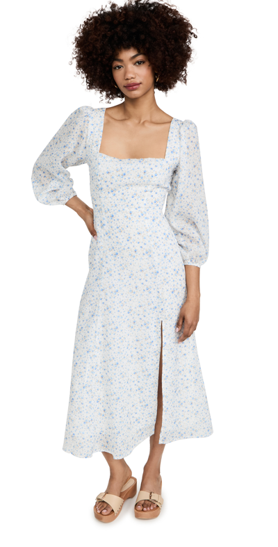 Astr Audette Dress In Blue White Ditsy