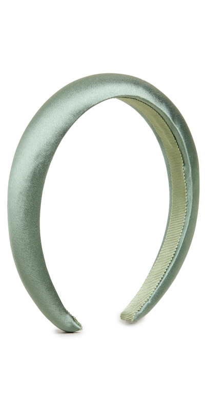 Jennifer Behr Tori Hammered Silk Headband In Sage