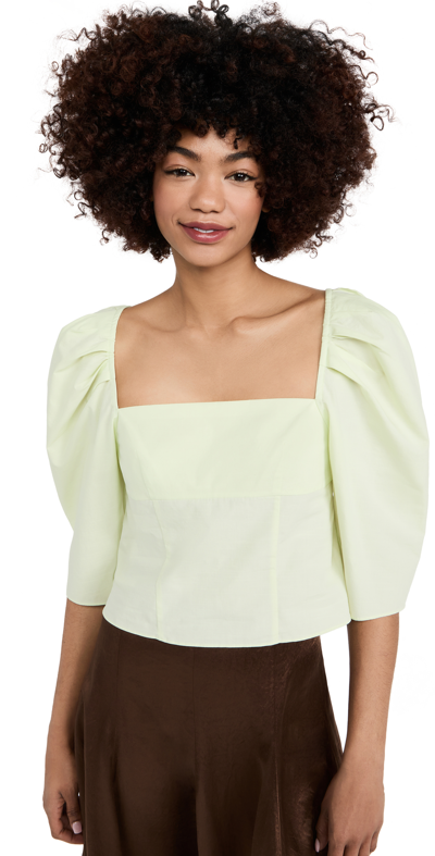 Vince Draped Square Neck Top In Green