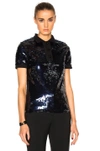 CARVEN SEQUIN TEE SHIRT IN BLUE.,7024TS705