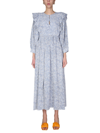 Baum Und Pferdgarten Alona Gathered Floral-print Crepon Midi Dress In Azure