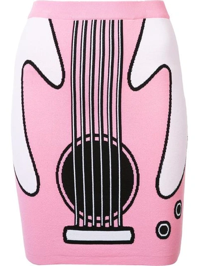 Jeremy Scott Guitar Jacquard Rayon Knit Mini Skirt In Pink