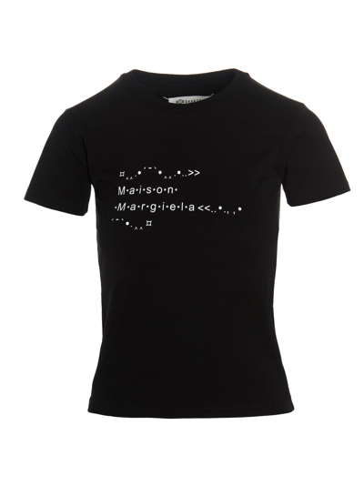 Maison Margiela Roundneck T-shirt With Logo Print In Black