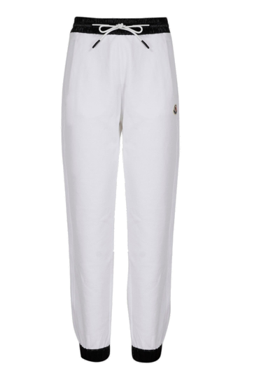 Moncler Contrast-trim Logo-patch Track Pants In White