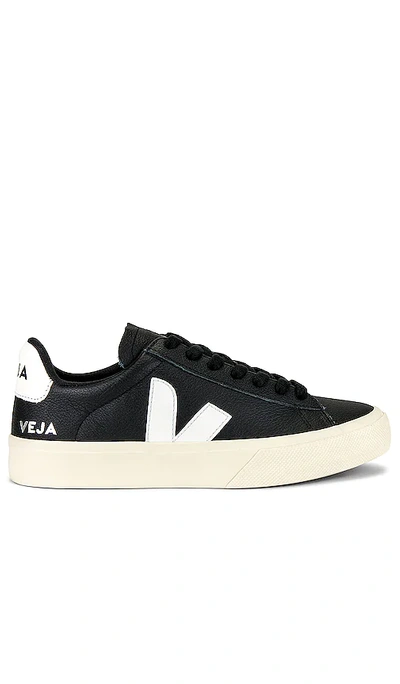 Veja Campo' Black And White Low Top Sneakers In Vegan Leather