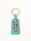 Ferragamo Gancini Leather Keychain In Gnawed Blue