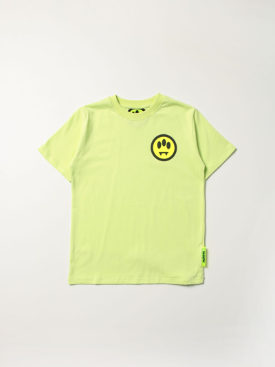 Barrow Kids' Cotton T-shirt With Logo Print In Lime
