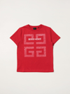 Givenchy Kids' Red T-shirt For Boy With Logos