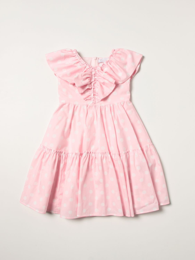 Monnalisa Kids' Dress With Polka Dots In Pink