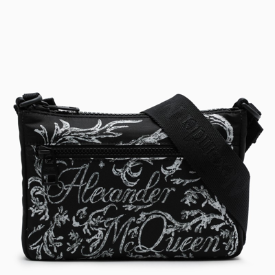 Alexander Mcqueen Blake-print Phone Bag In Black