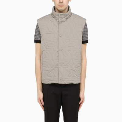 Ferragamo Taupe Reversible Quilted Waistcoat In Grau