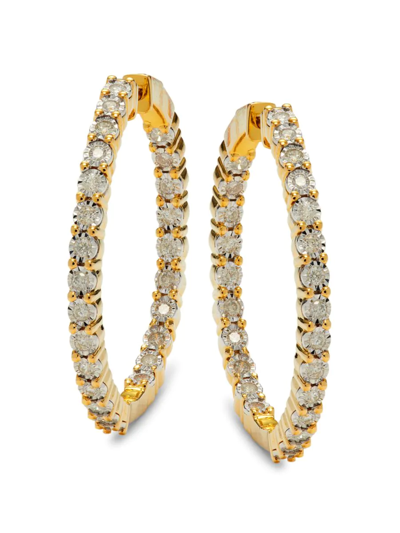 Effy Eny Women's Goldplated Sterling Silver & Diamond Hoop Earrings