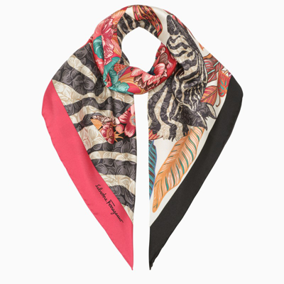 Ferragamo Multicolour Silk Printed Foulard In Multicolor