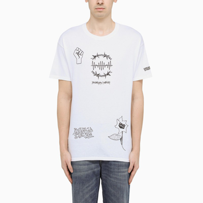 Dreamland Syndicate White Printed Crewneck T-shirt