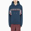 LANVIN CURB EMBROIDERED PETROL BLUE HOODIE