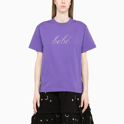 Balenciaga Purple Crewneck T-shirt With Crystals