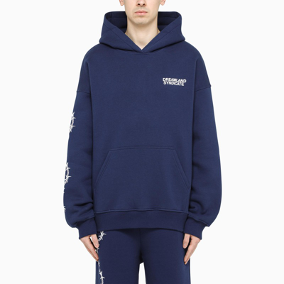 Dreamland Syndicate Navy Hoodie With Prints In Blue