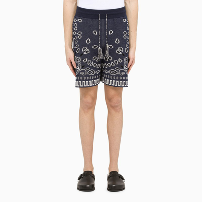 Alanui Bandana-print Drawstring Shorts In Blue