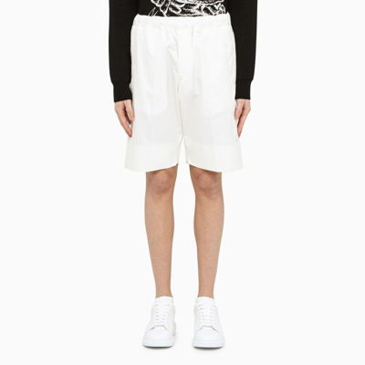 Alexander Mcqueen Organic Cotton-poplin Shorts In White