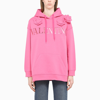 VALENTINO PINK HOODIE WITH LOGO PRINT AND ROSES