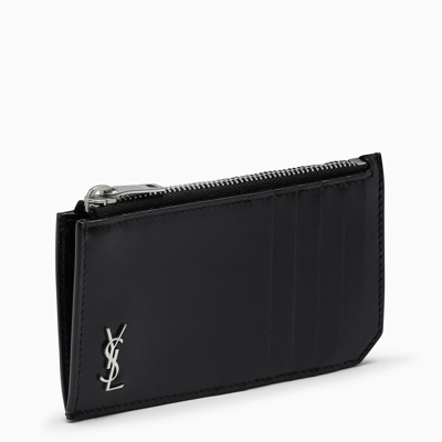 Saint Laurent Black Monogram Zip Credit Card Holder