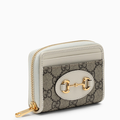 Gucci Gg Fabric And White Leather Credit Card Holder