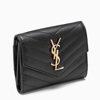 Saint Laurent Grey Small Monogramme Envelope Wallet In Black