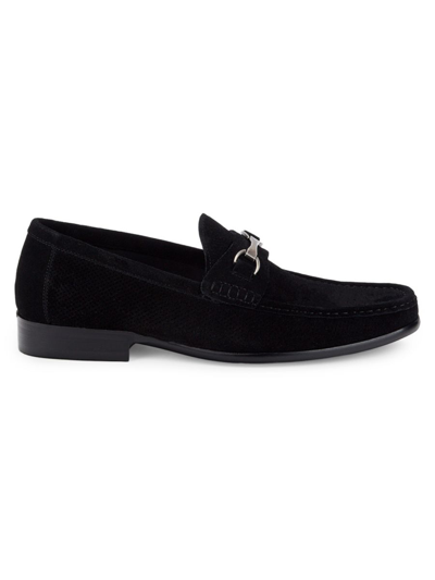 Saks Fifth Avenue Men's Donatello Perforated-suede Mocassin Loafers In Black