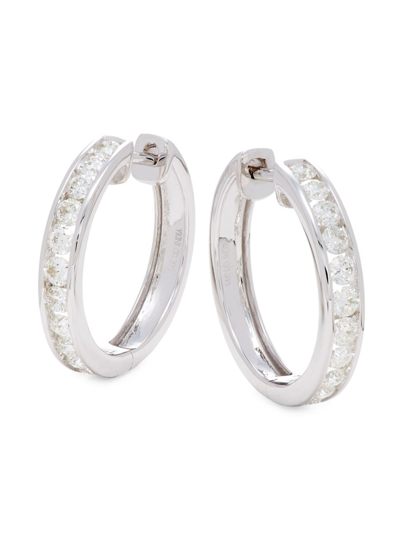 Saks Fifth Avenue Women's 14k White Gold & 1 Tcw Diamond Hoop Earrings