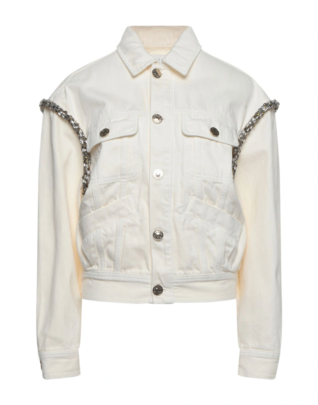 Sandro Paloma Crystal-embellished Denim Jacket In Ivory