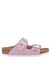 Birkenstock Glittered Faux Leather Sandals In Pink