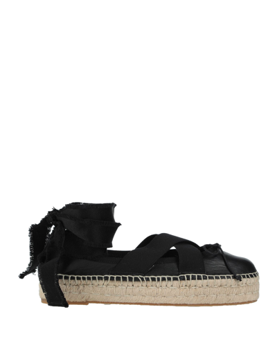Redv Red(v) Woman Espadrilles Black Size 7 Soft Leather, Textile Fibers