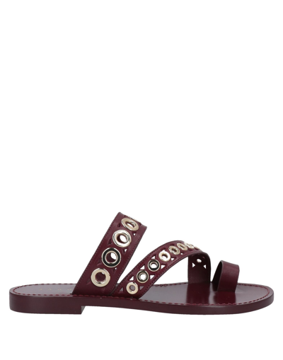 Sandro Adelie Eyelet-trimmed Laser-cut Leather Sandals In Red