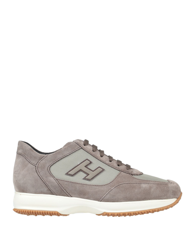Hogan Man Sneakers Khaki Size 10.5 Leather, Textile Fibers In Beige
