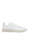 Veja V-90 Panelled Leather Sneakers In White