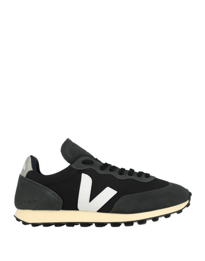 VEJA VEJA MAN SNEAKERS CHARCOAL SIZE 7 LEATHER, TEXTILE FIBERS