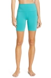 Alo Yoga High-waist Active Biker Shorts In Ocean Teal