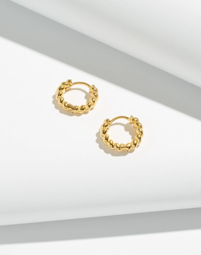 Mw Delicate Collection Demi-fine 14k Plated Puffed Huggie Hoop Earrings In 14k Gold