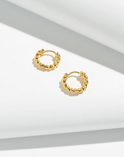 Madewell Delicate Collection Demi-fine 14k Plated Puffed Huggie Hoop Earrings In 14k Gold