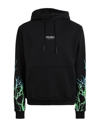 PHOBIA ARCHIVE PHOBIA ARCHIVE BLACK HOODIE WITH GREEN AND LIGHTBLUE LIGHTNING MAN SWEATSHIRT BLACK SIZE L COTTON