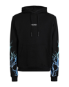 PHOBIA ARCHIVE PHOBIA ARCHIVE BLACK HOODIE WITH BLUE AND LIGHTBLUE LIGHTNING MAN SWEATSHIRT BLACK SIZE L COTTON