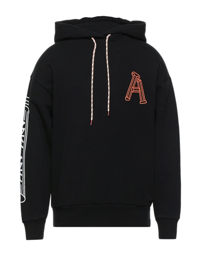 Aries Logo-print Cotton-jersey Hooded Sweatshirt In Black