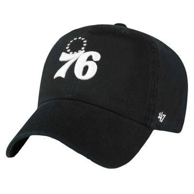 47 ' Black Philadelphia 76ers Core Logo Clean Up Adjustable Hat