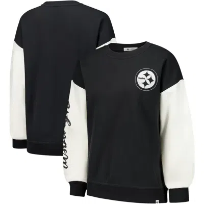47 Brand '47  Black Pittsburgh Steelers Double Header Rise Andie Pullover Sweatshirt