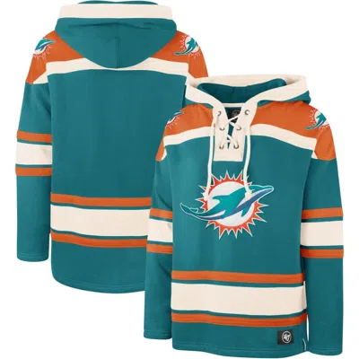 47 Brand '47 Aqua Miami Dolphins Superior Lacer Pullover Hoodie In Blue
